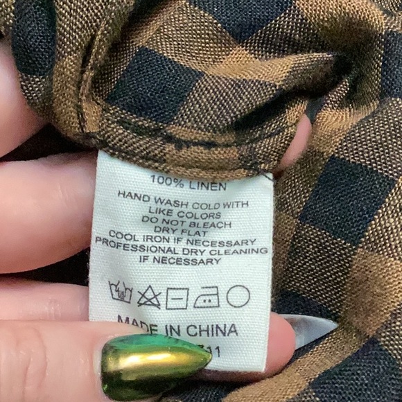 CROPPED LINEN PANTS - PLAID - Picture 6 of 6